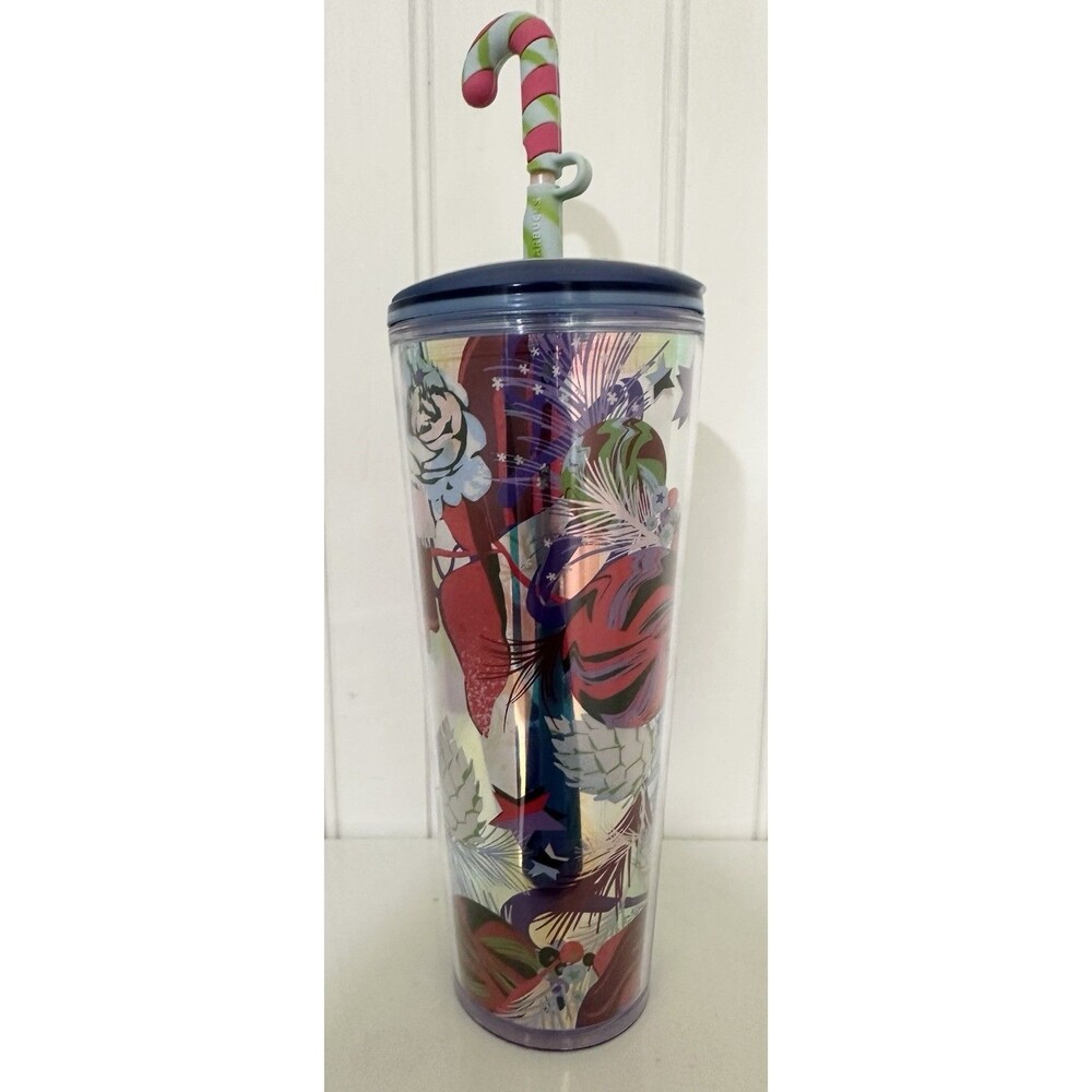 Christmas Holly Tumbler Starbucks Tumbler w Candy Cane Straw Holiday 2023 24oz